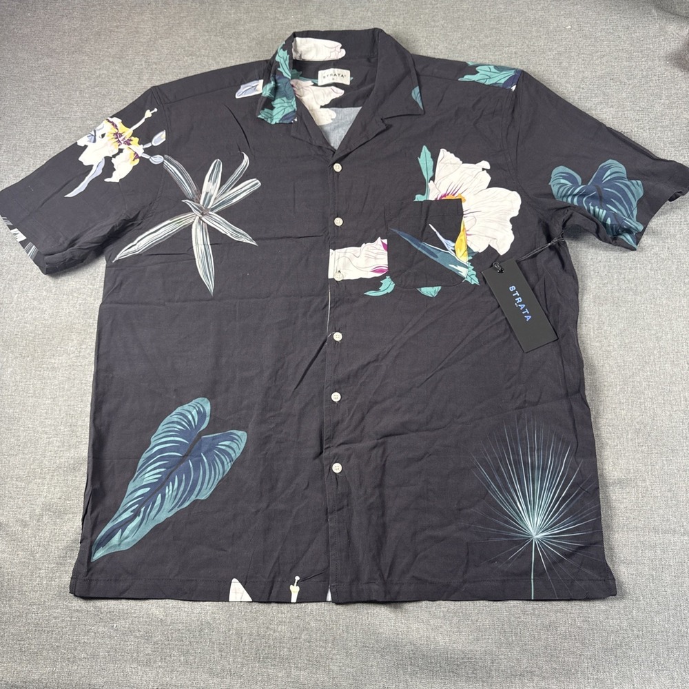 Strata‎ Short Sleeve Floral Pattern Mens XL Short Sleeve Button Up